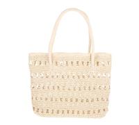Yardwe Women Summer Beach Bag Woven Tote for Shopping and Travel | Paper Rope and Plastic Build, Beige Fashion Style, Large Open Pocket, Portable Design, Well-made Finish