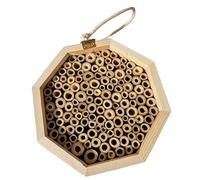 Yardwe Wooden Bee House Outdoor Hanging Pollinator Shelter Weather Resistant Breeding Habitat for Gardeners and Beekeepers Reusable Bee Hotel for Egg Laying and Overwintering