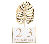 Yardwe Wooden Block Calendar Square Desk Calendar Decoration Stylish Wooden Art with Iron Frame Function Showing Current Date and Month for Home Office Assorted style