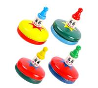 Yardwe Wooden Gyroscope Toy Set for Kids 4pcs Manual Rotating Tops Cartoon Design for Birthday Party Favors and Playtime Activities