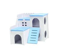 Yardwe Wooden Hamster House Double Layer Bite Toy Cottage for Hamsters Safe Hideout and Play Space for Pets