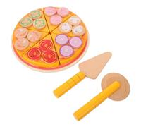 Yardwe Wooden Pizza for Realistic Pretend Play Kitchen Accessory for Developing Motor Skills Birthday Packaging Engaging Pizza Cutting Experience
