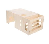 Yardwe Wooden Rabbit Nest Box Hamster Hideout Chinchilla House Unpainted Wooden Rat Hideaway Small Pet Habitat Pet Hideout Accessories