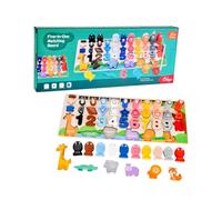 Yardwe Wooden Shape Matching Puzzle for Animal Counting Board Educational Preschool Activity for Developing Hand-eye Coordination Creativity and Logical Thinking Skills