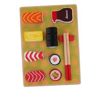 Yardwe Wooden Sushi Set Educational Pretend Play Food Kitchen Role Play for Imaginative Cooking Safe Wooden for Enhances Cognitive Motor Skills