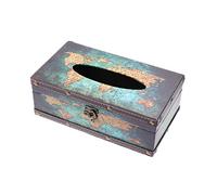 Yardwe World Map Tissue Box Cover, Wooden Vintage Tissue Holder Rectangular Decorative Tissue Box Napkin Case Dispenser