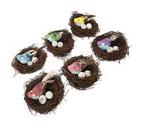 Yardwe Woven Bird Nest Decor 6pcs Rattan Nesting Box Style Bird Egg Decor Nest for Garden Home Dec