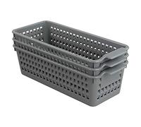 Yarebest 3-pack Small Plastic Storage Basket, Slim Organizer Baskets