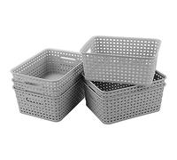 Yarebest 6-pack Weave Storage Baskets, Plastic Grey Basket, Small Baskets