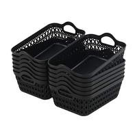 Yarebest Desktop Plastic Basket, Set of 12 Plastic Small Storage Trays Baskets (Black)