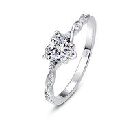 Yaresul Heart Rings for Women, 1.25ct Love Heart Cubic Zirconia Ring, Sterling Silver Ring for Woman