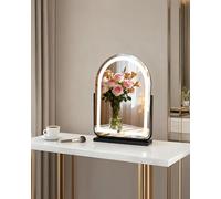 Yarhom Hollywood Makeup Mirror 3-Color Dimmable LED Lights Vanity Mirror Wide Arch Design, USB Powered Bedroom Dressing Table (Black; Large-44 * 32cm)