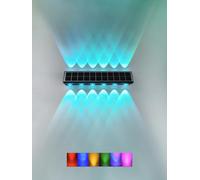 Yarhom Solar Lights Outdoor Garden Up and Down Wall Lights Waterproof Solar Powered Decorative Lighting Garden Ornaments (1 Pack 12-LED-Beams,RGB Rainbow Light)