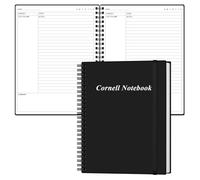 Yaridar A4 Cornell Notes Notebook - Spiral Cornell Notebooks for Note Taking, Subject College Ruled Notebook Steno Pads for Office/School/College/Home, 8.5" x 11", Black