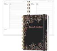 Yaridar A5 Cornell Notes Notebook - College Spiral Cornell Notebooks for Note Taking, Subject College Ruled Steno Pads for Office/School/Home, 5.8" x 8.5", Black Flower