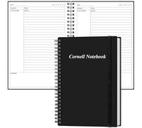 Yaridar A5 Cornell Notes Notebook - College Spiral Cornell Notebooks for Note Taking, Subject College Ruled Steno Pads for Office/School/Home, 5.8" x 8.5", Black