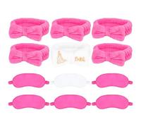 YARIEW 12 Pcs Bride Spa Headbands and Eye Masks for Bachelorette Party Favors, White Hot Pink Bride Spa Headband, and Bridesmaid Eye Mask Spa Party Supplies Bridal Shower Gifts Wedding