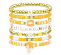 YARIEW Football Mom Bracelets for Women Football Bracelets Red Blue Beaded Bracelets for women Elastic Charm Bracelet Football Mom Accessories Game Day Outfits Jewelry Gifts (Set 7), Medium, Zinc,