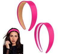 YARIEW Hot Pink Headbands for Women 1.5 Inch Satin Hard Wide Headbands for Women Girls with No Teeth Non Slip Fashion Hair Bands Hair Accessories Gifts for Halloween Cosplay