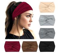 YARIEW Wide Headbands for Women Large Headbands Stretch Elastic Knotted Headband Non-slip Head Bands Women's Hair Band Yoga Workout Head Wraps Hair Accessories for Women Girls 6 Pack