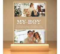 Yarimorol Personalised Photo Gift with Your Own Photo Picture, Name & Dedication, Customised Acrylic Plaque with Night Light for Dad, Mom, Son, Daughter, for Christmas, Birthday, Anniversary