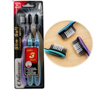 YARIN Slim Soft Charcoal Spiral Toothbrush Deep Plaque Removal Rounded Bristles Gentle on Teeth Tongue and Cheek Cleaner Pack of 3