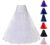 YARISNEY Women's Tulle Crinoline Retro Bridal Petticoat 39“ Length Underskirt for Ball Gown (White, XXL)