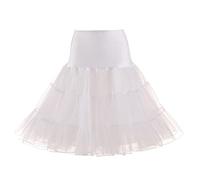 YARISNEY Women's Vintage Puffy Mini Petticoat 50s Tulle Underskirt Rockabilly Skirt (White,S)