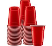 YARIX Red Plastic Cups- 50 Pcs (12 Oz) Eco-Friendly Reusable BPA Free Recyclable Party Cups. Ideal for Christmas, Weddings, Birthdays, Dinner, Lunch and Parties