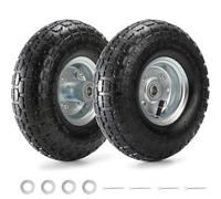 Yarlung 2 Pack 25cm Pneumatic Air Filled Tires on Wheels for Hand Truck, 4.10/3.50-4" Heavy-Duty Replacement Wheels Tires for All Purpose Utility Cart, Garden Cart, 2.25"Offset Hub, 5/8"Bearings