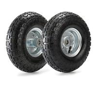 Yarlung 2 Pack 25cm Pneumatic Air Filled Tires on Wheels for Hand Truck, 4.10/3.50-4" Heavy-Duty Replacement Wheels Tires for All Purpose Utility Cart, Garden Cart, 2.25"Offset Hub, 5/8"Bearings