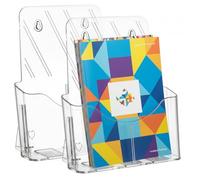 Yarlung 2 Pack A4 Acrylic Brochure Holder, 21.5 x 27.9cm Clear Booklet Display Stand for Desk or Wall Mount, Plastic Countertop Organizer for Menu, Pamphlet, Literature, Document, Magazine, Journals