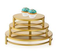 Yarlung 3 Pack Gold Cake Stands, 20cm/25cm/30.5 cm Metal Cupcake Display Stands Dessert Trays, Table Decoration Cookies Serving Plates for Wedding, Birthday, Party, Celebration, 3 Sizes