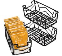 yarlung 3 Pack Sugar Packet Basket, Small Sugar Packet Holder 4.9" x 2.4" x 1.8", Iron Wire Tea Bag Caddy Sweetener Packet Holder for Coffee Bar, Coffee Station Organizer, Black
