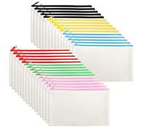 yarlung 30 Pack 8x5 Inches Canvas Zipper Pouch, Blank DIY Craft Pen Pencil Case Multipurpose Makeup Bag for Cosmetic, Invoice Bill, Travel Toiletry, 6 Colors Zipper