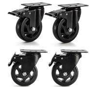 Yarlung 4 Pack 10cm Caster Wheels, Heavy Duty Plate Swivel Casters Set with Brake, 360°Rotating Dual Locking Caster No Noise PVC Wheel for Cart, Furniture, Workbench, 880 Lbs Load Capacity