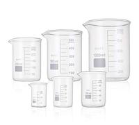 Yarlung 6 Pack Glass Beakers Set, Graduated Measuring Beakers Thick Boro 3.3, Griffin Low Form 25/50/100/250/500/1000ml