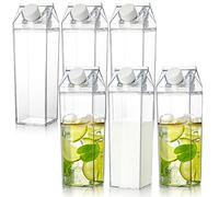 Yarlung 6 Pack Plastic Milk Box, 17 Oz/500ml Clear Portable Milk Carton Water Bottle Square Juice Bottle for Outdoor Sports Travel Camping Activities - BPA Free Environment Friendly Material