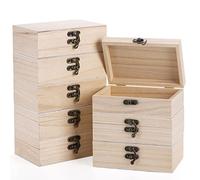 yarlung 8 Pack Unfinished Wooden Boxes for Crafts,15x10x5cm Small Keepsakes Box Jewelry Storage Unpainted DIY Gifts Box for Treasure Chest, Art Hobbies, Hinged Lid with Front Clasp