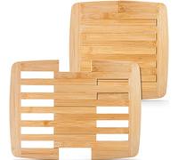 yarlung Bamboo Trivet Expandable 9 Inch to 11.8 Inch, Square Hot Pad Trivet Wooden Heat Resistant Mat for Hot Dishes, Bowls, Plates, Pots and Pans, Tabletop Protection, Brown