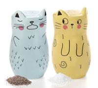 Yarlung Set of 2 Cat Salt and Pepper Shaker, Cute Ceramic Salt Shaker Novelty Small Seasonings Jar Tabletop Kitchen Accessories for Cat Lovers, Home Decor