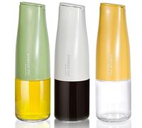yarlung Set of 3 Glass Olive Oil Dispenser, 17 Oz/500ml Kitchen Oil and Vinegar Bottle with Easy Pouring Spout, Drip Free, Self Opening Lid, 3 Colors