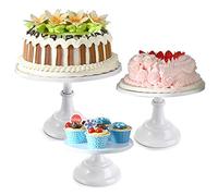 Yarlung Set of 3 Metal Cake Stands, 20/25/30 cm Pillar Style Cupcake Display Stands Dessert Trays Pie Plates for Wedding, Party, Birthday, Gatherings, White