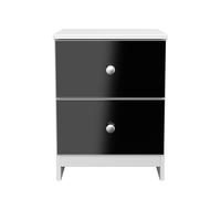 Yarmouth 2 Drawer Bedside Cabinet in Black & White Matt - Ready Assembled - Lewis's Home | TJ Hughes