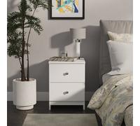 Yarmouth 2 Drawer Bedside Cabinet in White & White Matt - Ready Assembled - Lewis's Home | TJ Hughes