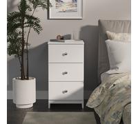 Yarmouth 3 Drawer Bedside Cabinet in White & White Matt - Ready Assembled - Lewis's Home | TJ Hughes