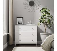 Yarmouth 3 Drawer Chest in White & White Matt - Ready Assembled - Lewis's Home | TJ Hughes