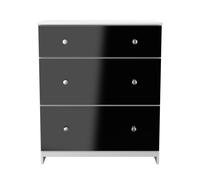 Yarmouth 3 Drawer Deep Chest in Black & White Matt - Ready Assembled - Lewis's Home | TJ Hughes
