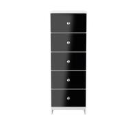 Yarmouth 5 Drawer Bedside Cabinet in Black & White Matt - Ready Assembled - Lewis's Home | TJ Hughes