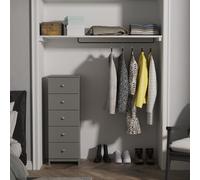 Newlyn 5 Drawer Tall Bedside (Ready Assembled) Ready Assembled 2 U Dark Grey One Size